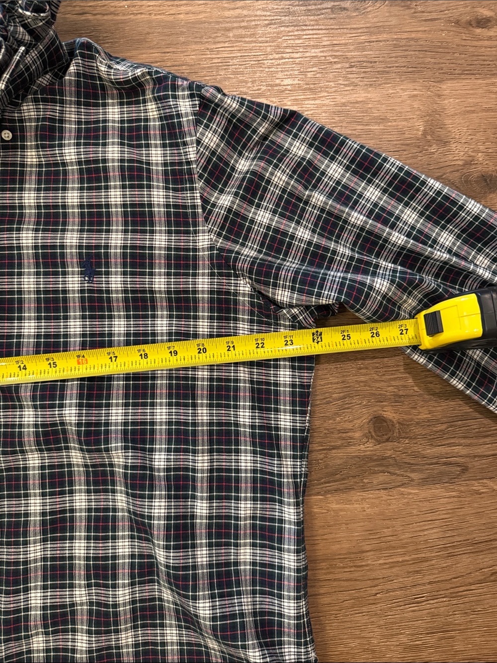 Upcycled Ralph Lauren Plaid Ruffle-Collar Button-Down Shirt - size large - Picture 9 of 9